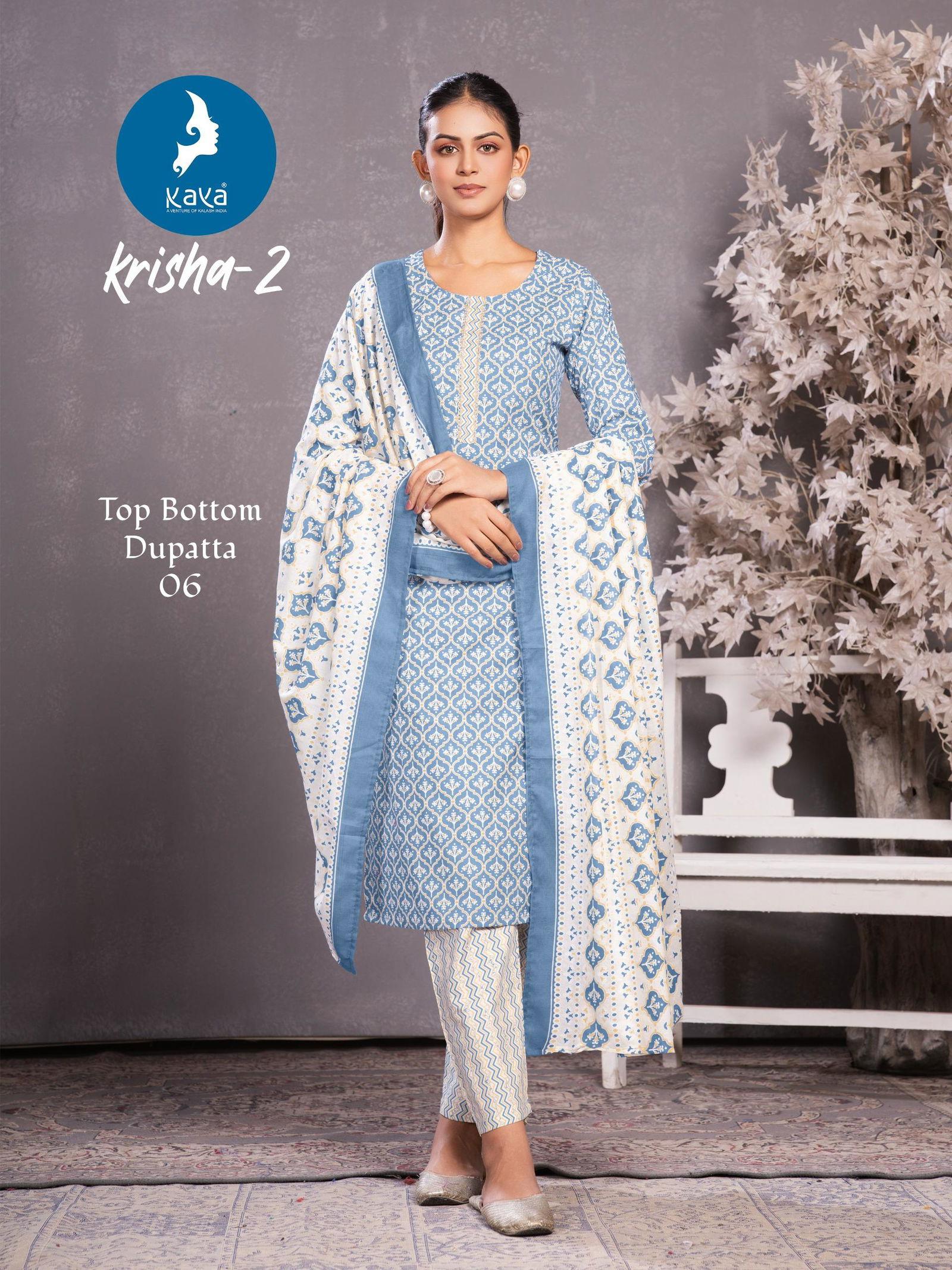 Krisha 2 By Kaya Cotton Printed Online Kurti With Bottom Dupatta Wholesale